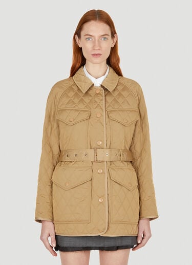 Diamond Quilted Jacket Burberry Diamond Quilted Jacket Beige bur0251032