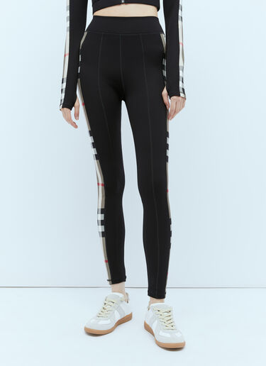 Burberry 格纹拼接紧身裤 黑色 bur0253028