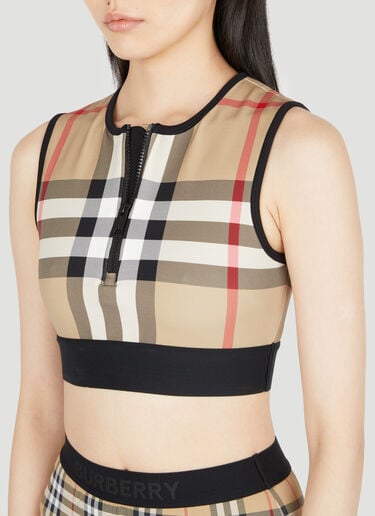 Burberry Zadie Check Crop Top Beige bur0253029