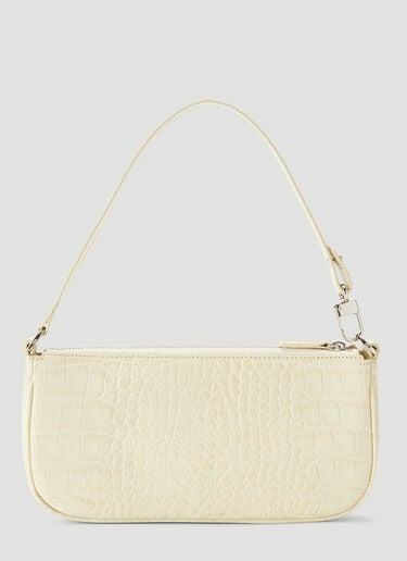 BY FAR Rachel Crocodile Embossed Shoulder Bag Beige byf0241026