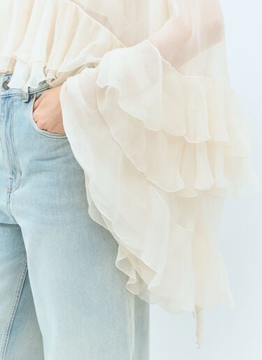 High-Low Ruffle Top Chloé High-Low Ruffle Top Cream chl0258004