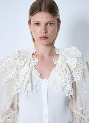 Puff-Sleeve Bodysuit With Lace Detail Chloé Puff-Sleeve Bodysuit With Lace Detail White chl0260001