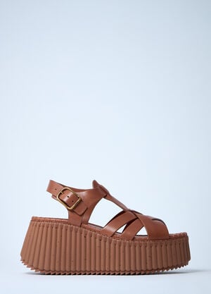 Chloé Leather Nama Platform Sandals Brown chl0261032