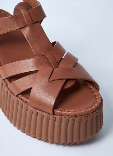 Leather Nama Platform Sandals Chloé Leather Nama Platform Sandals Brown chl0261032