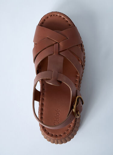 Chloé Leather Nama Platform Sandals Brown chl0261032