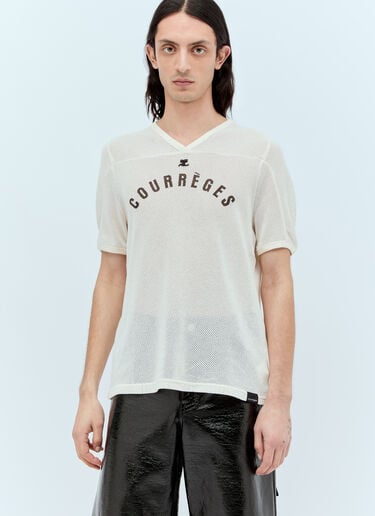 Courrèges Baseball Printed Mesh T-Shirt Cream cou0156008