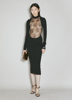 Dolce & Gabbana Chantilly Lace Insert Jersey Dress Black dol0254019