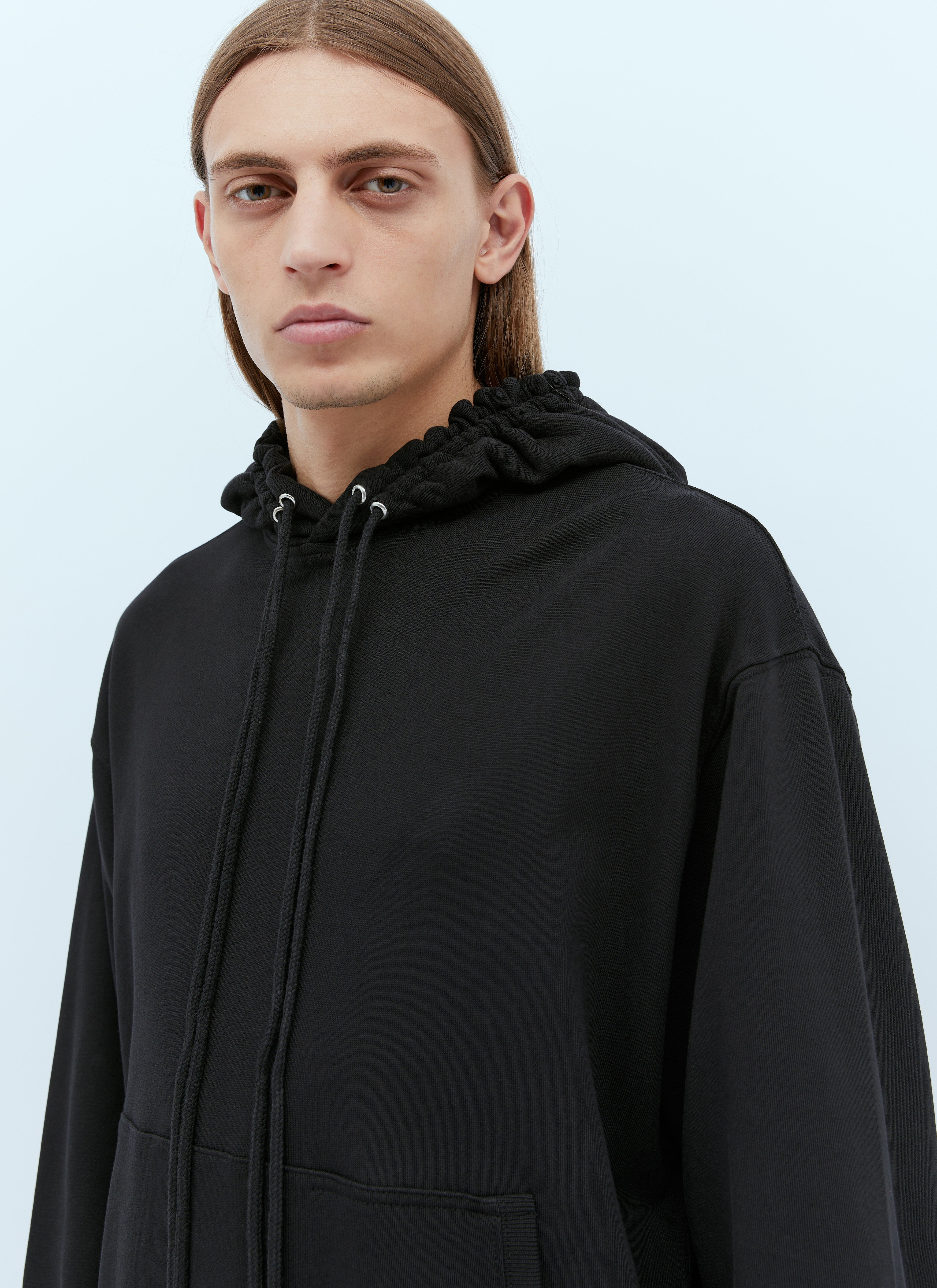 Dries Van Noten Men's' Drawstring Hooded Sweatshirt in Black