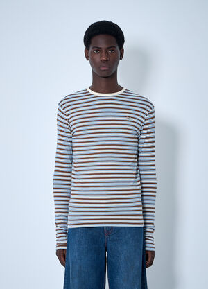 ERL Striped Knit T-Shirt Brown erl0160007