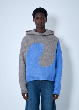 ERL Bicolor Swirl Knit Hooded Sweater Blue erl0160010