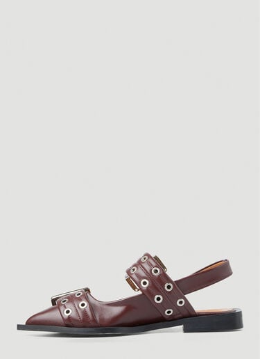 Wide Buckle Ballerina Flats GANNI Wide Buckle Ballerina Flats Burgundy gan0251026