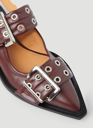 Wide Buckle Ballerina Flats GANNI Wide Buckle Ballerina Flats Burgundy gan0251026