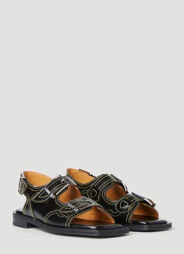 GANNI 刺绣西部凉鞋 黑色 gan0252041