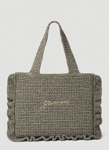 Crochet Frill Tote Bag GANNI Crochet Frill Tote Bag Brown gan0253042