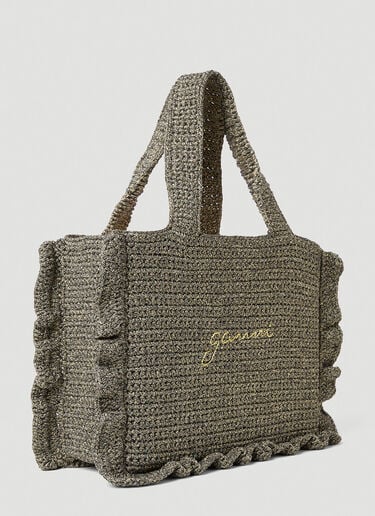 Crochet Frill Tote Bag GANNI Crochet Frill Tote Bag Brown gan0253042