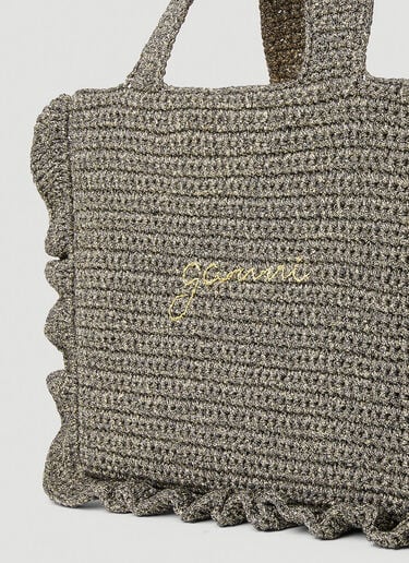 Crochet Frill Tote Bag GANNI Crochet Frill Tote Bag Brown gan0253042