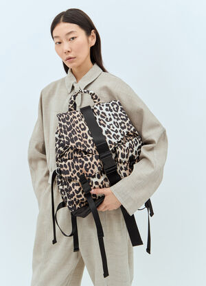 GANNI Leopard Tech Backpack Beige gan0257055