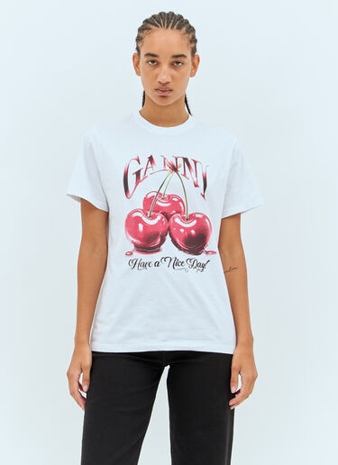 Ganni Logo Print T-Shirt White gan0258008