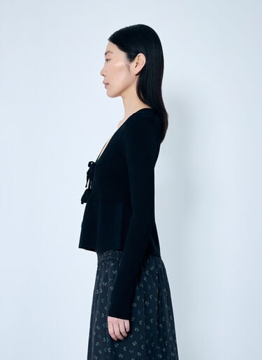 GANNI Rib Knit Tie-String Cardigan Black gan0259070