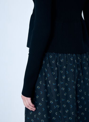 GANNI Rib Knit Tie-String Cardigan Black gan0259070