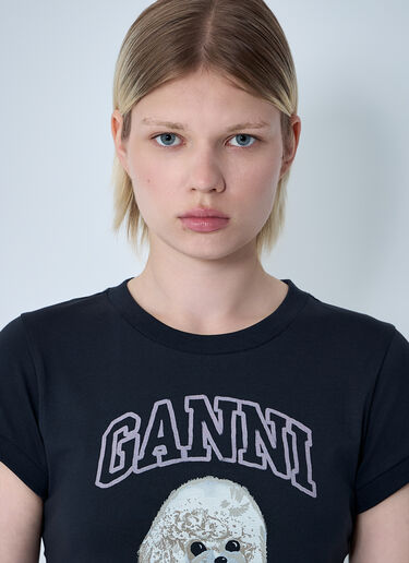 Logo Motif T-Shirt GANNI Logo Motif T-Shirt Dark Grey gan0261003