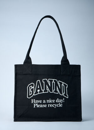 GANNI Large Easy Shopping Tote Bag Black gan0261034