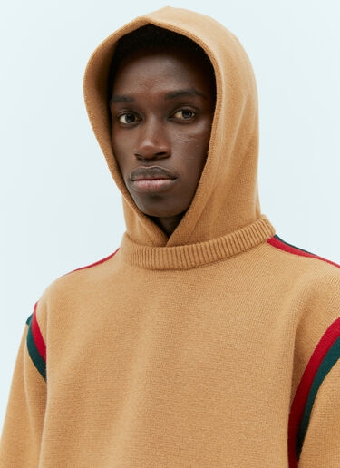 Wool Knit Hooded Sweatshirt Gucci Wool Knit Hooded Sweatshirt Brown guc0155025