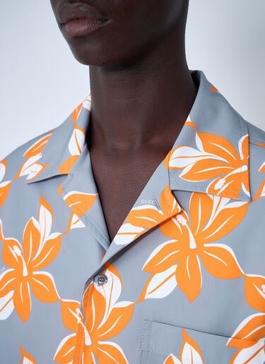Gucci Printed Cotton Poplin Shirt Orange guc0160008