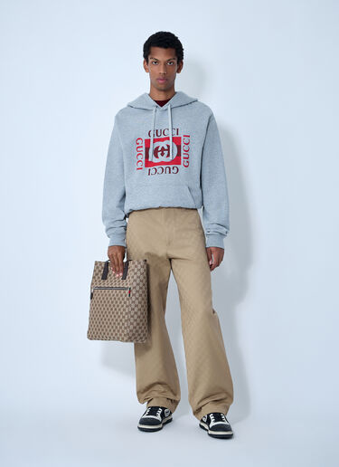 Logo Motif Hooded Sweatshirt Gucci Logo Motif Hooded Sweatshirt Grey guc0161018