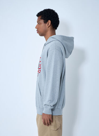 Logo Motif Hooded Sweatshirt Gucci Logo Motif Hooded Sweatshirt Grey guc0161018