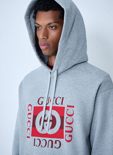 Logo Motif Hooded Sweatshirt Gucci Logo Motif Hooded Sweatshirt Grey guc0161018