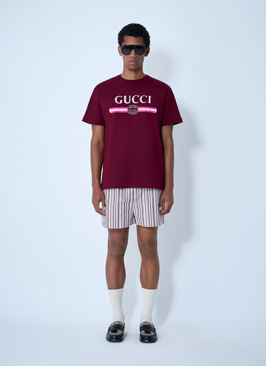 Logo Motif T-Shirt Gucci Logo Motif T-Shirt Red guc0161019