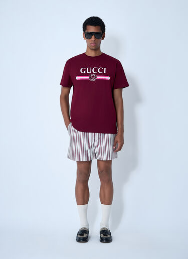 Striped Logo Motif Shorts Gucci Striped Logo Motif Shorts White guc0161023