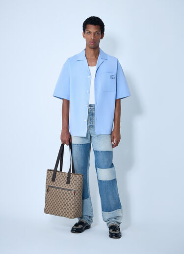 Logo Embroidery Camp Collar Shirt Gucci Logo Embroidery Camp Collar Shirt Light Blue guc0161033