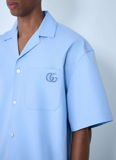 Logo Embroidery Camp Collar Shirt Gucci Logo Embroidery Camp Collar Shirt Light Blue guc0161033