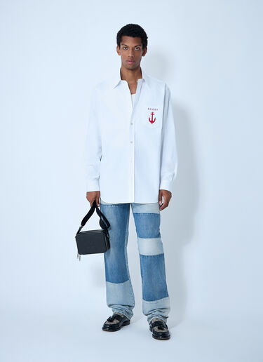 Gucci Logo Embroidery Button-Down Shirt White guc0161034