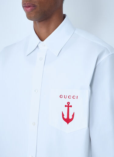 Gucci Logo Embroidery Button-Down Shirt White guc0161034