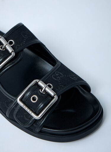 GG Slide Sandals With Buckles Gucci GG Slide Sandals With Buckles Black guc0161045