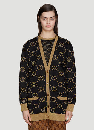 Gucci GG print Lurex Cardigan Black guc0235066
