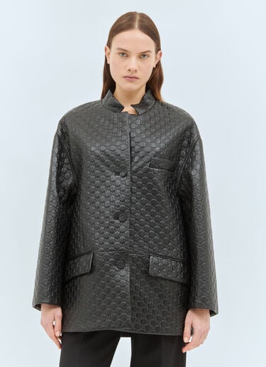 GG Embossed Leather Jacket Gucci GG Embossed Leather Jacket Black guc0258007