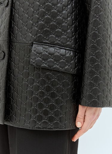Gucci GG Embossed Leather Jacket Black guc0258007