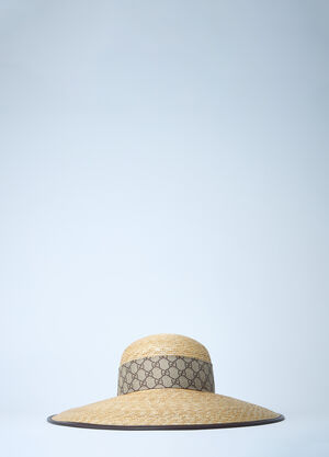 Gucci Straw Wide Brim Hat With GG Bow Beige guc0261054
