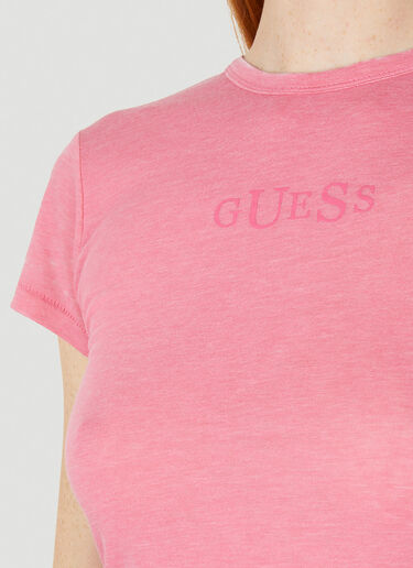 로고 프린트 T-셔츠 Guess USA 로고 프린트 T-셔츠 핑크 gue0250014