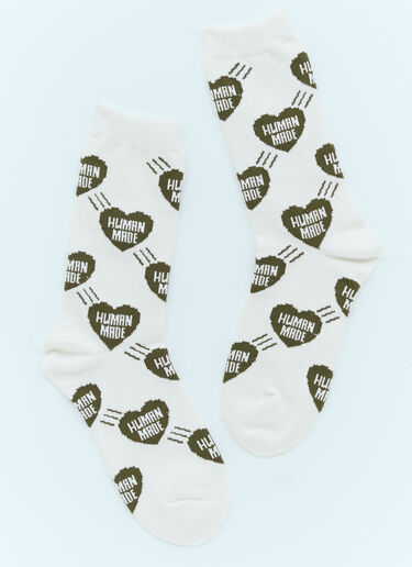 Heart Logo Jacquard Socks Human Made Heart Logo Jacquard Socks White hmd0154018