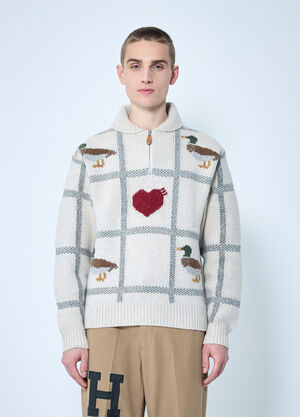 Human Made Animal Half-Zip Sweater Beige hmd0159005