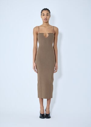 Jacquemus La Robe Sierra Bretelles Dress Beige jac0260074