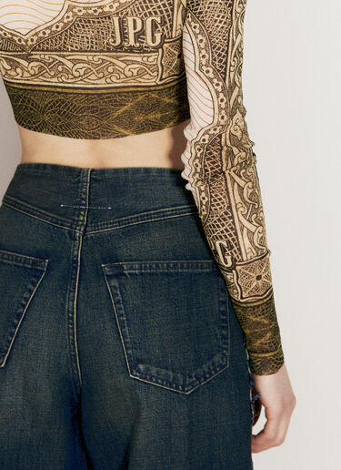 Jean Paul Gaultier Cartouche Print Crop Top Green jpg0256007