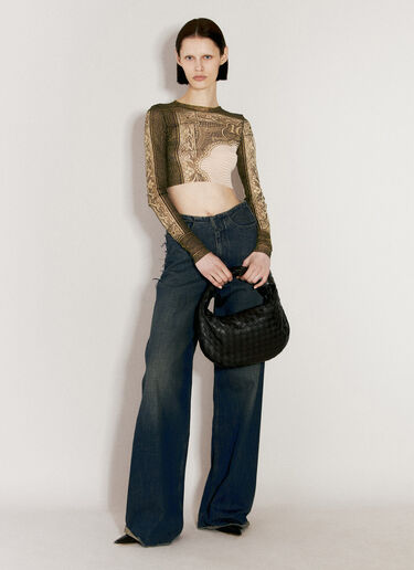 Cartouche Print Crop Top Jean Paul Gaultier Cartouche Print Crop Top Green jpg0256007