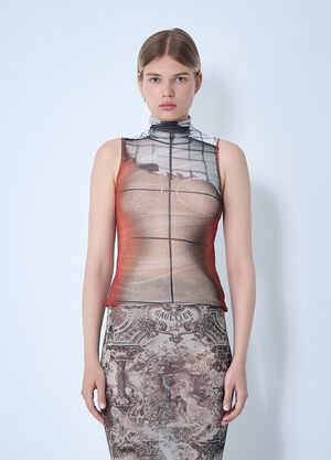 Jean Paul Gaultier Fire Mesh Tank Top Orange jpg0261007