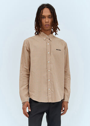 Miu Miu Check Shirt Beige miu0157006